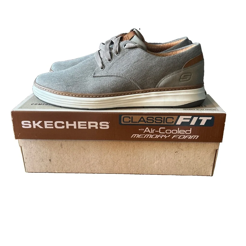 NWT Skechers CLASSIC Fit MORENO-EDERSON Shoe Taupe Beige Shoes Mens Size 11
